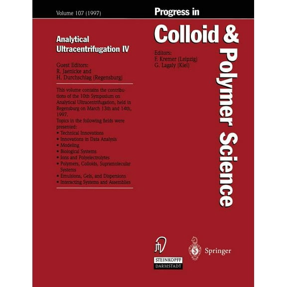 Progress in Colloid and Polymer Science Analytical Ultracentrifugation IV, Book 107, (Paperback)