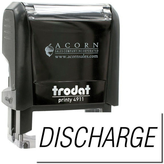 Self-Inking Discharge Stamp, Trodat Printy 4911, Press and Print Stamping, Impression Size 5/8" x 1-1/2", Up to 10,000 Impressions - Black Ink