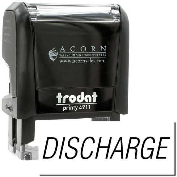 Self-Inking Discharge Stamp, Trodat Printy 4911, Press and Print Stamping, Impression Size 5/8" x 1-1/2", Up to 10,000 Impressions - Black Ink