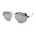 thumbnail image 5 of Mens Luxury Half Rim Metal Frame Rectangular Euro Fashion Sunglasses Silver - Silver Mirror, 5 of 7