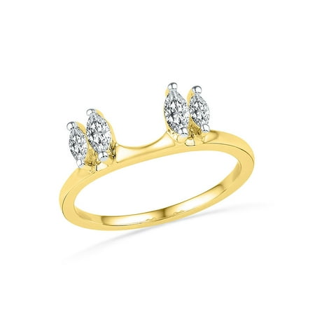 Gift Wrapped Heart Chastity Ring - 14kt Yellow Gold Womens Oval Diamond Ring Guard Wrap Solitaire Enhancer 1/2 Cttw Diamond Fine Jewelry Ideal Gifts For Women Gift Set From Heart