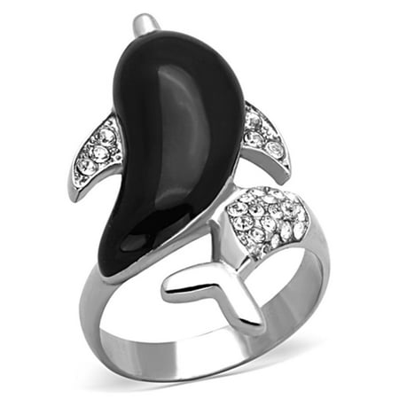 

Autoster TK1326 - High polished (no plating) Stainless Steel Ring with Top Grade Crystal in Clear - 9