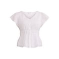 thumbnail image 5 of Time and Tru Women's Eyelet Peplum Top, Sizes XS-XXXL, 5 of 5
