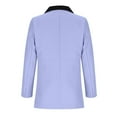thumbnail image 6 of Hueook Suede Jacket Women Contrasting Long Sleeved Double Pocket Buttoned Turndown Collar Blazer Purple M, 6 of 8