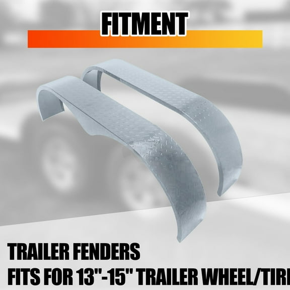 TROPOW 2-Piece Tandem Axle Trailer Fenders, 66" x 9.1" x 20", Heavy-Duty Steel Fenders for 13"-15" Wheels, Grey Finish