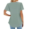 thumbnail image 5 of Hibeli Women Square Neck Pleated Short Sleeve Curved Hem Solid Color Pullover Top, 5 of 7