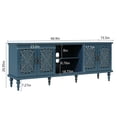thumbnail image 4 of HLR 67" Vintage TV Stand for 75 Inch TVs, Entertainment Center with Storage, Carved Doors, Adjustable Shelves, Blue, 4 of 17
