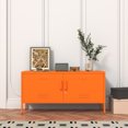 thumbnail image 3 of Wide Lockable Metal TV Stand with Accent Cabinet Locker, Heavy Duty Entertainment Center for Bedroom, Adjustable Shelves & 2 Doors, Multifunctional Storage Cabinet for Home 22"H X 35.4"W X 13.8"D, 3 of 9