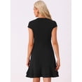 thumbnail image 4 of DARING DIVA Cap Sleeves Round Neck Tiered Ruffled Hem Dress M Black, 4 of 6
