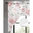 thumbnail image 2 of Pink Rose Swag Valances for Windows, Small Curtains Drapes, Modern Simple Romantic Flowers Floral Leaves Kitchen Window Curtains Over Sink Window Treatment Valance for Bedroom/Bathroom 56"x36", 2 of 5