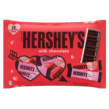 Hershey's Valentine's Milk Chocolate Snack Size Candy Bars Bag, 12.6oz