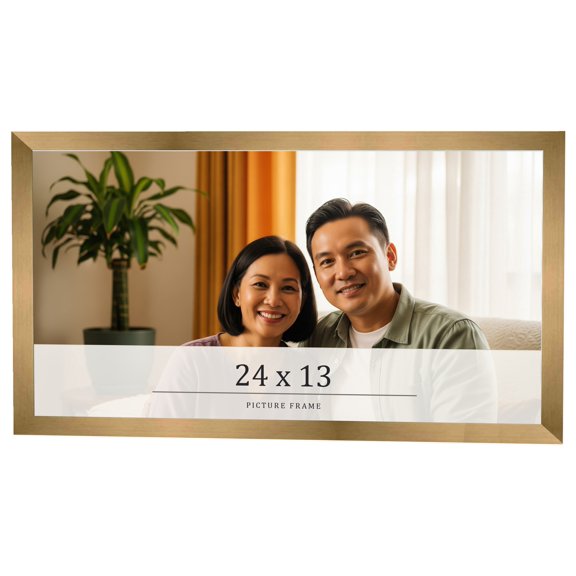 24x13 Frame Gold Bronze Solid Wood Picture Frame Width 0.75 Inches | Interior Frame Depth 0.5