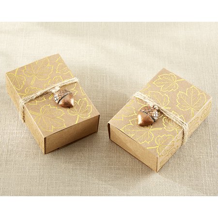 foil favor aspen acorn charm kate leaf box gold