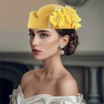 thumbnail image 2 of KLOY2K Top-Rated Women Church Hats with Floral Applique Design, Pillbox Hats Fascinator Tea Caps for Formal Events,Yellow,One Size, 2 of 4