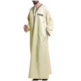 thumbnail image 3 of Birdeem Vestes pour Hommes Robe Musulmane Arabe Robe Longue Style Manches Longues Col Rond Poches Longue Chemise Mode Décontractée, 3 of 9
