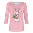 thumbnail image 6 of YUEHUA Women's Happy Easter Shirt Crew Neck 3/4 Sleeve Funny Tops Rabbit Graphic Colored Eggs Print Tee T-Shirts Easter Day Gifts, 6 of 6