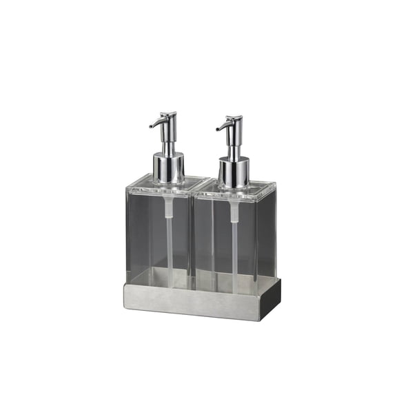 Acrylic Twin Liquid Soap and Lotion Dispenser with Metal Base