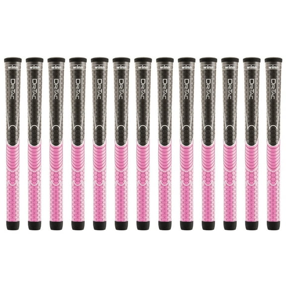Set of 13 Winn Dri-Tac Golf Grips for Women - Pink/Dark Grey 3DT-GPK
