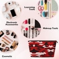 thumbnail image 4 of Red Camouflage Travel Handbag Leather Purse Organizer Tidy Bag Purse Toiletry Clutch For Women, 4 of 7