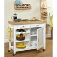 thumbnail image 3 of TMS Martha Butcher Block Rolling Kitchen Island with Cabinet, Drawers, Shelves, and Towel Rack, White, 3 of 6