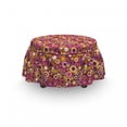 thumbnail image 3 of Geometric Ottoman Cover, Vintage Circles Round, 2 Piece Slipcover Set with Ruffle Skirt for Square Round Cube Footstool Decorative Home Accent, Standard Size, Multicolor, by Ambesonne, 3 of 5