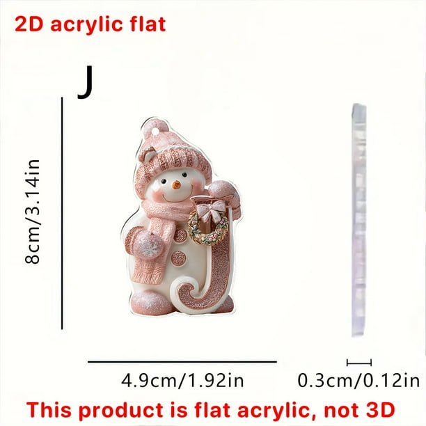 Uuiauoio 26 English Letter Christmas Ornament Set 2D Acrylic Tree Decor Car Rearview Mirror Hanging Alphabet Pendant Party Supplies,Pink Letter Snowman,Family Ornament