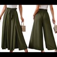 thumbnail image 3 of Pantalones de Playa Casuales, Holgados, Estilo Palazzo, de Cintura Alta y Abertura para Mujer, Estilo Bohemio, con Bolsillos para Verano. Verde Oliva L, 3 of 9