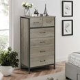 thumbnail image 2 of Slevoo 6 Drawer Dresser for Bedroom, Steeal Wood Frame, 42.1''H Grey, 2 of 9
