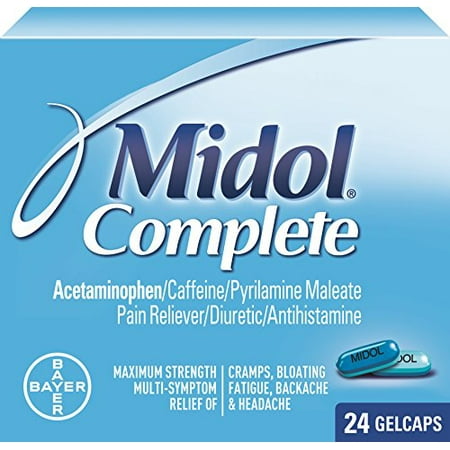 4 Pack - Midol Menstrual Complete Gelcaps 24 Gelcaps Each