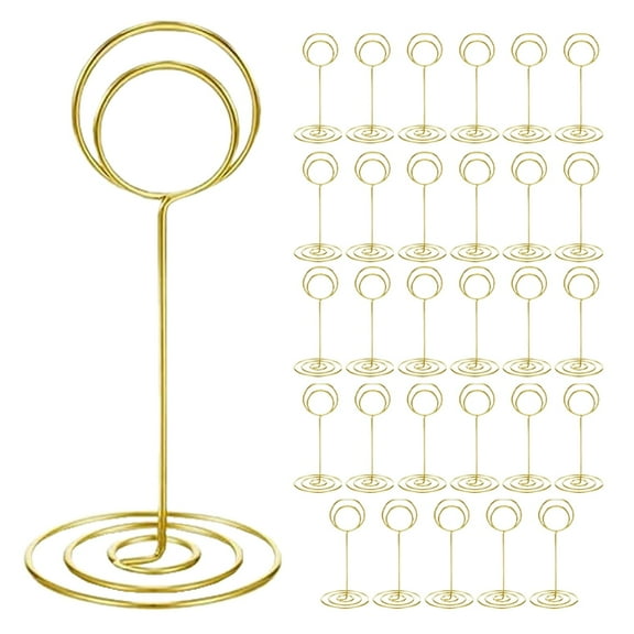 WLGJL 30PCS Table Number Holders Place Card Holder, Cards Stand Name Menu Clips, Table Sign Holders for Wedding Anniversary Birthday Party （Gold）
