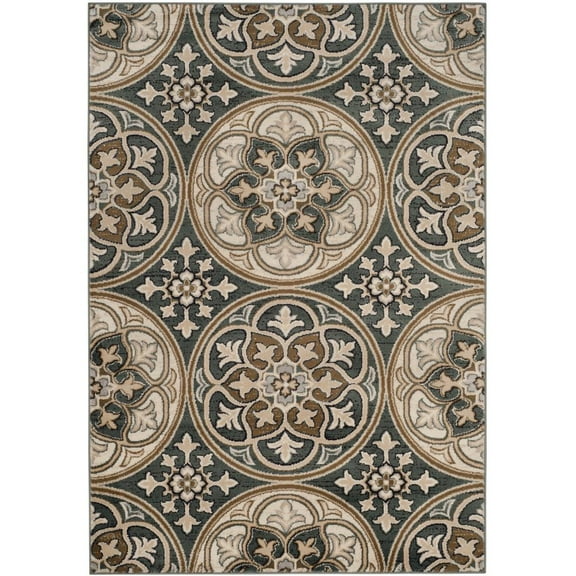 SAFAVIEH Lyndhurst Madeline Geometric Circles Runner Rug, Slate Blue/Beige, 2'3" x 6'