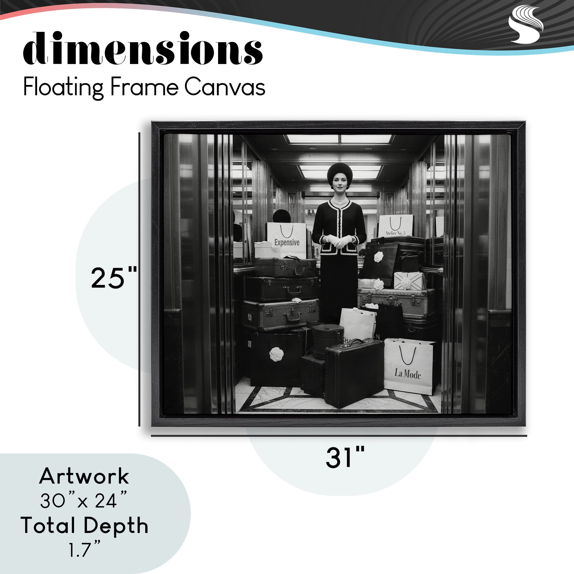 Stupell Industries Elevator Chic Shopping Black Framed Floater Canvas Wall Art, design by A Barefoot Stylist