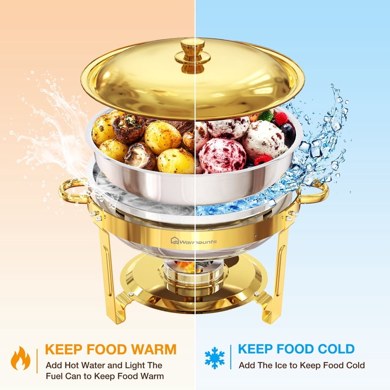 2-Pack Round Chafing Dish Set - 5 Quart Stainless Steel Buffet Food Warmers With Lids 6 thumbnail image