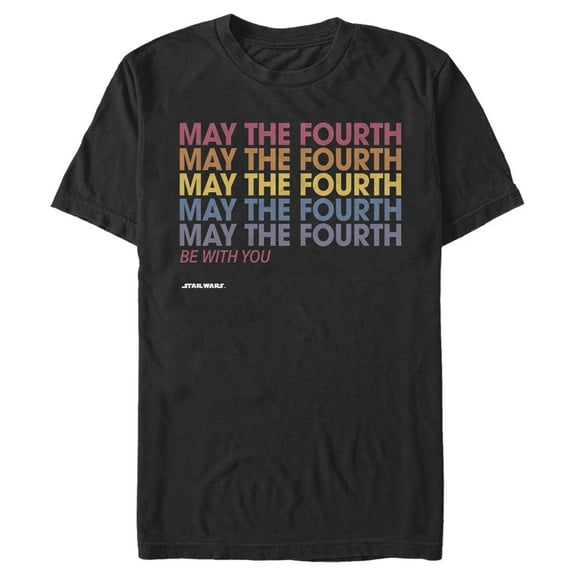 Men's Star Wars May The Fourth Colorful Stack Graphic Tee Black 2X Large
