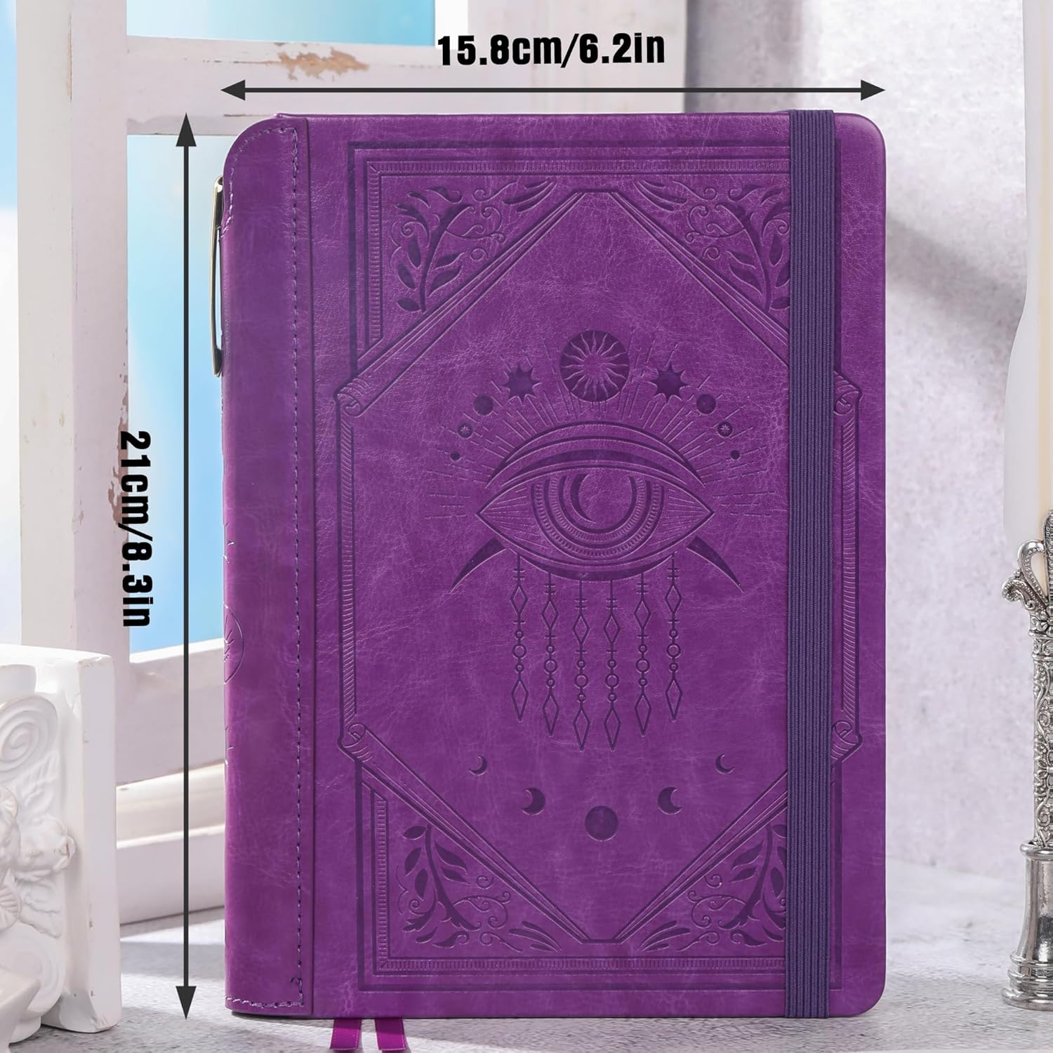 Lined Journal Notebook for Women Men, Leather Journal with Pen, A5 Evil Eye Hardcover Notebook for Work, Journaling, Travel & School, 100 GSM Thick Paper, 320 Numbered Pages, 6.2 x 8.3 in
