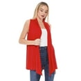 thumbnail image 4 of Women's Casual Solid Comfy Sleeveless Draped Open Front Cardigan S-3XL, 4 of 5