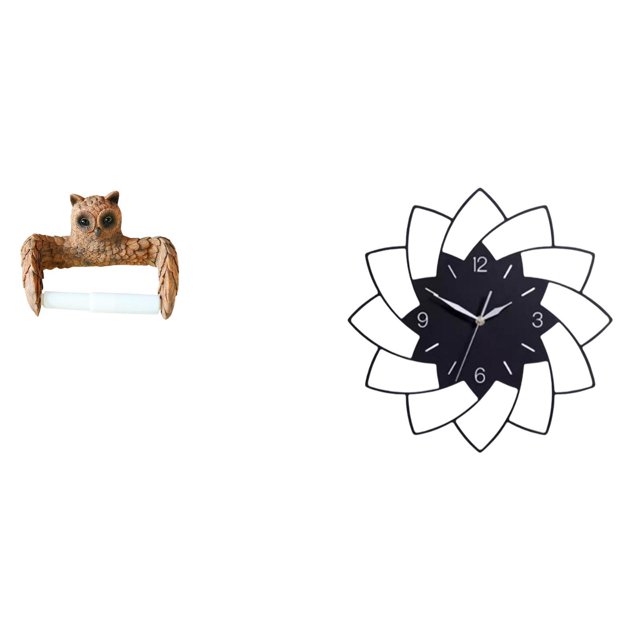 Soporte creativo para papel higiénico con diseño de búho y reloj de pared acrílico, organizador de dibujos animados, fácil instalación, dispensador de
