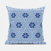 Amrita Sen Designs CAPL1044BrCDS-ZP-26x26 26 x 26 in. Medallion Broadcloth Indoor & Outdoor Zippered Pillow - Sky Blue, White & Indigo