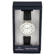 George Mens Silver Case with Black PU Strap