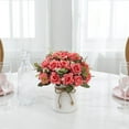 thumbnail image 7 of Artificial Flowers,Faux Flower in Vase Decor, Silk Rose Fake Flower Arrangements Bouquets with Vase,Table Centerpieces Living Dinning Coffee Kitchen（Red）, 7 of 7