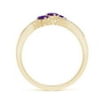thumbnail image 2 of ANGARA Natural Oval Amethyst Three Stone Bypass Ring with Diamonds in 14K Yellow Gold for Women (Size-4x3mm) | February Birthstone, Anniversary, Jewelry Gift for Women | Natural Amethyst Ring, 2 of 9