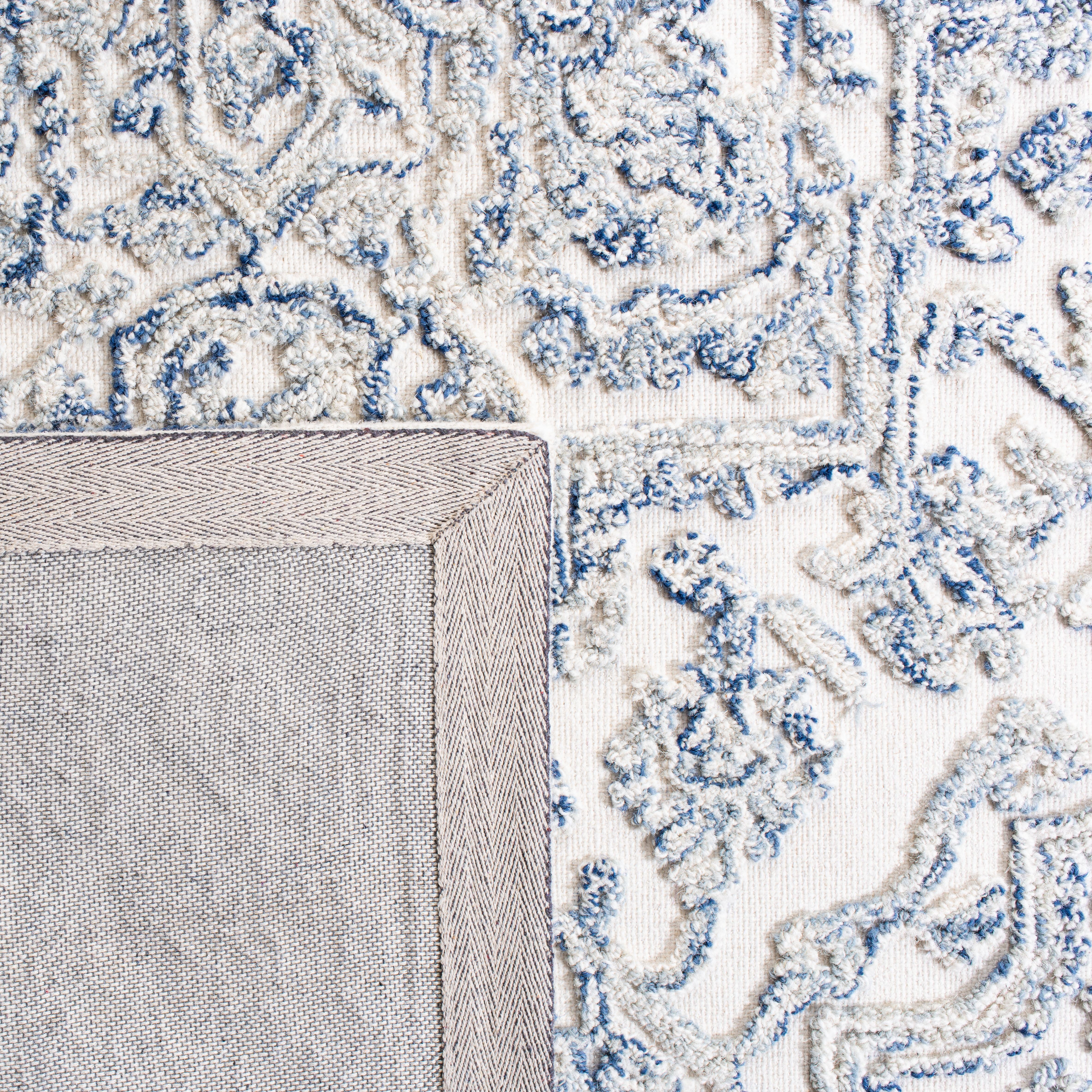 SAFAVIEH Trace Donna Floral Area Rug, Ivory/Blue, 6' x 6' Square