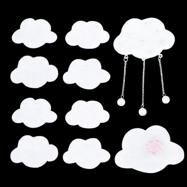 8 nubes de fieltro blancas para decoración, adornos de fieltro, nubes de lana para colgar en la pared, nubes pequeñas.