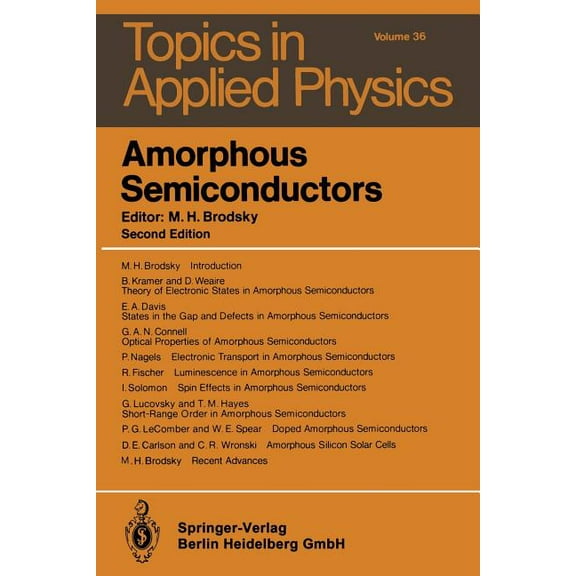 Topics in Applied Physics Amorphous Semiconductors, Book 36, (Paperback)