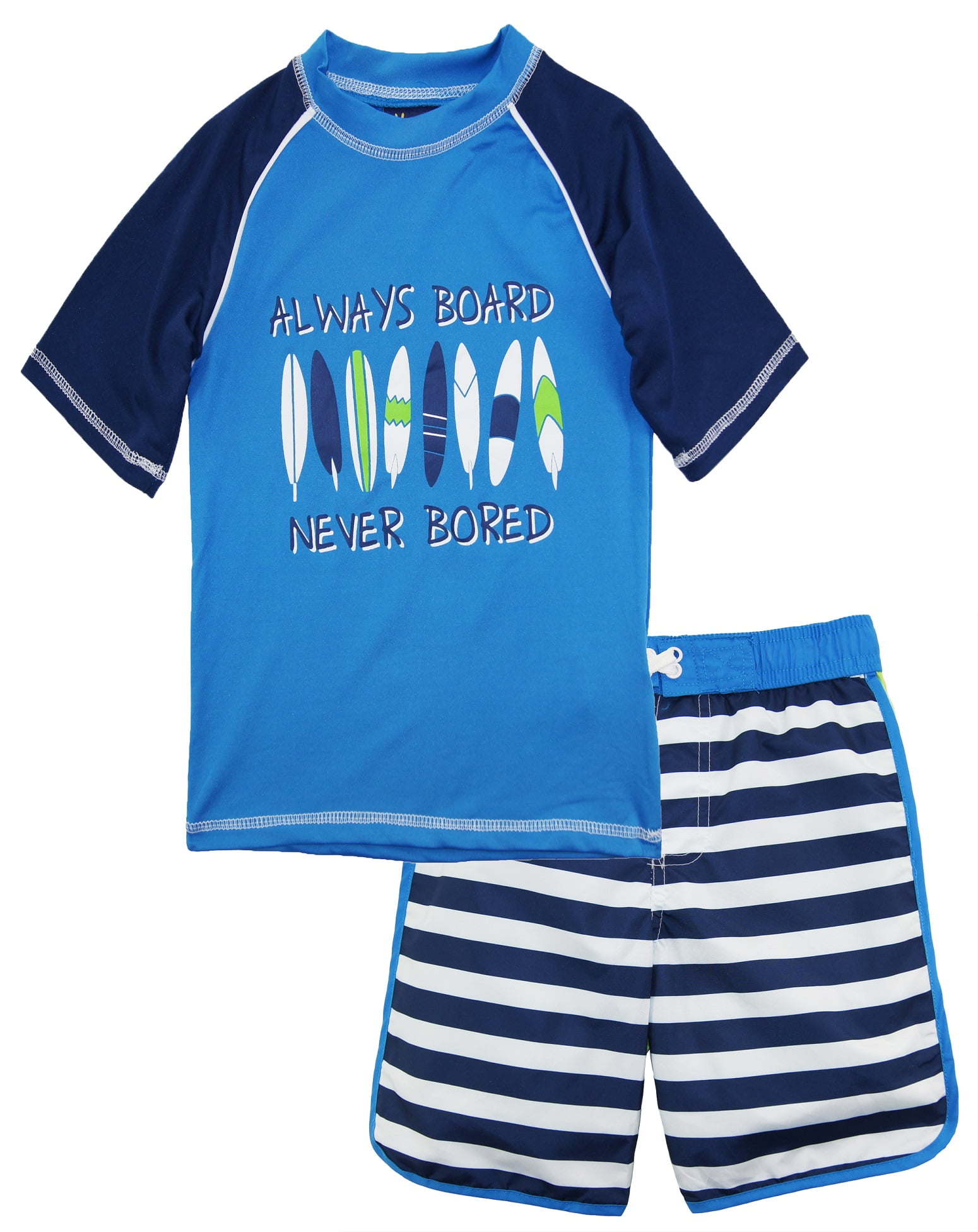 iXtreme Boys Surf Board Short Sleeve Rash Guard Stripe Swim Trunk Board Short by iXtreme