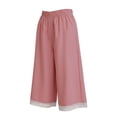 thumbnail image 4 of Ugoldhm Girls Lace Trim Elastic Waist Wide Leg Cropped Pants with Scalloped Hem for Summer Casual Wear, 4 of 5