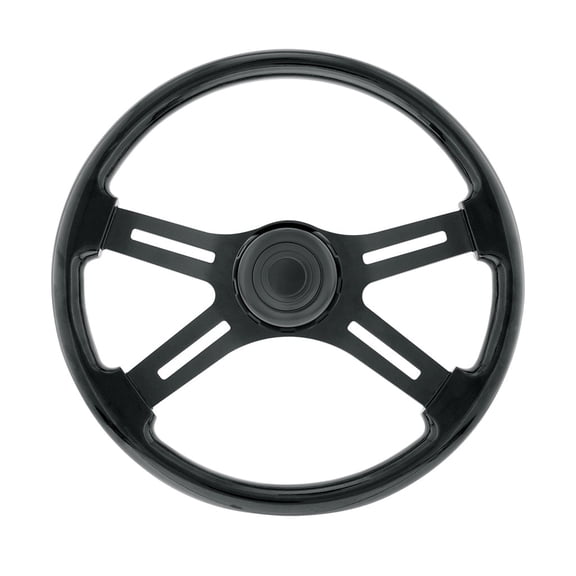 18" Matte Black 4 Spoke Steering Wheel with Horn Bezel and Button-Gloss Black