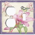 thumbnail image 4 of Metal Light Switch Plate Cover Antique Floral Hummingbird Home Sketch Purple FLW101, 4 of 13
