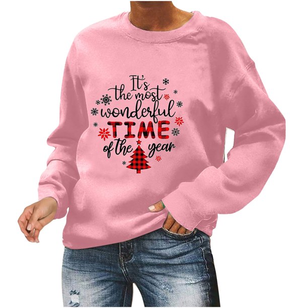 Sudaderas de Cuello Redondo de Navidad Para Mujer Suéter Estampado Teñido Anudado de Manga Larga Suelto Informal Top Odeerbi ODB191994