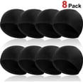 thumbnail image 2 of Harhinhe 8 paquetes de gorro de natación de nailon para hombre y mujer, gorro de natación de tela de spandex negro puro, gorro de natación para adultos, 2 of 7